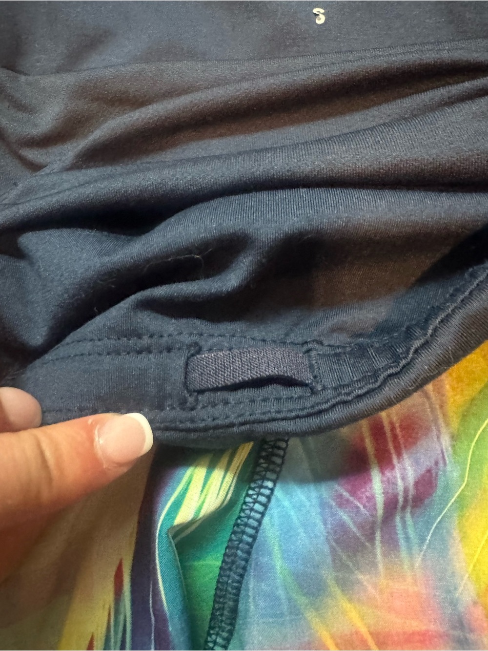Athleta Multicolor Rainbow Print Athletic Shorts with Navy Waistband Vintage - Picture 4 of 8